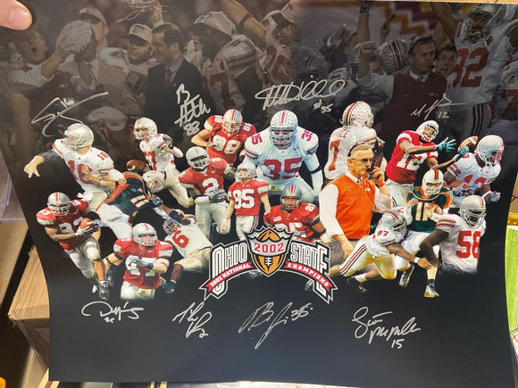 OHIO STATE SIGNED 2002 national champs 16X20 PHOTO SIGNED BY 8